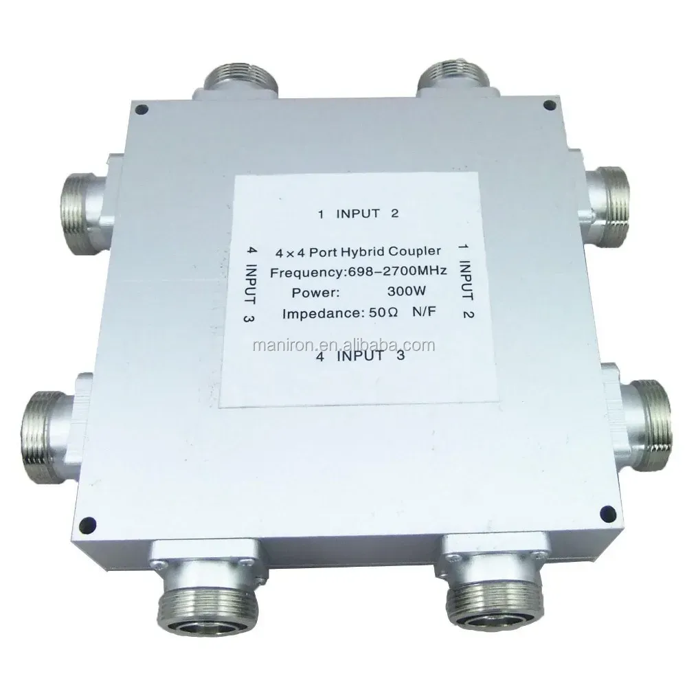 4X4 port combiner/ 4 in 4 out RF hybrid coupler,698-2700MHz, 300W, 6dB, Impedance:50, fact
