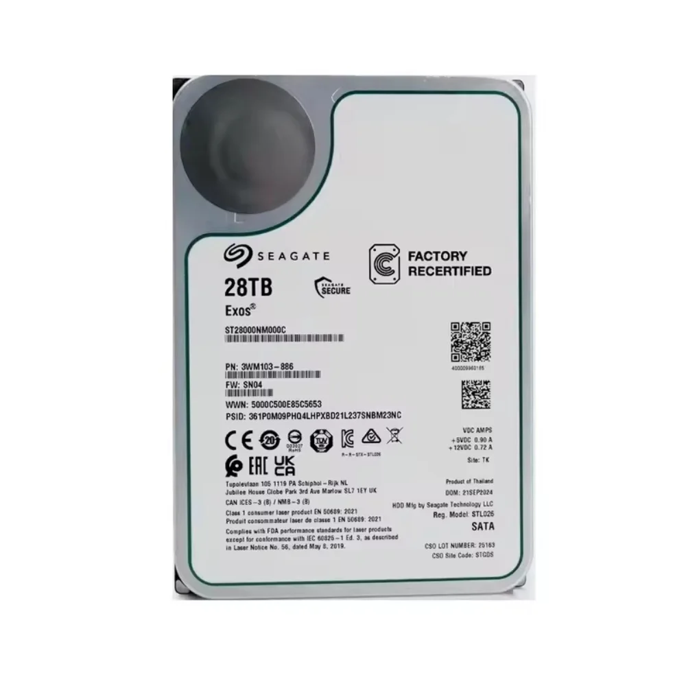 New EXOS ST28000NM000C 28TB 7200RPM SATA 6Gb/s 512MB 3.5" Enterprise HDD NAS Recertified Hard Drive For Server-boxintelecom