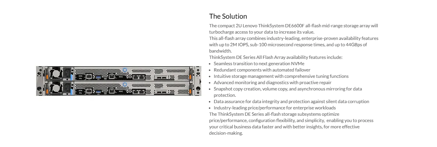 Lenovo ThinkSystem All-NVMe Array With 4x 25 GbE SFP28 Onboard Ports for DE6600F Storage 2