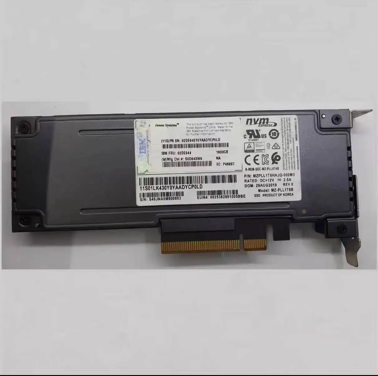 Used Enterprise SSD for Server Sumsung PM1725B U.2 3.2T HHIL Plug-In IBM HHML Plug-in Lenovo Version 9
