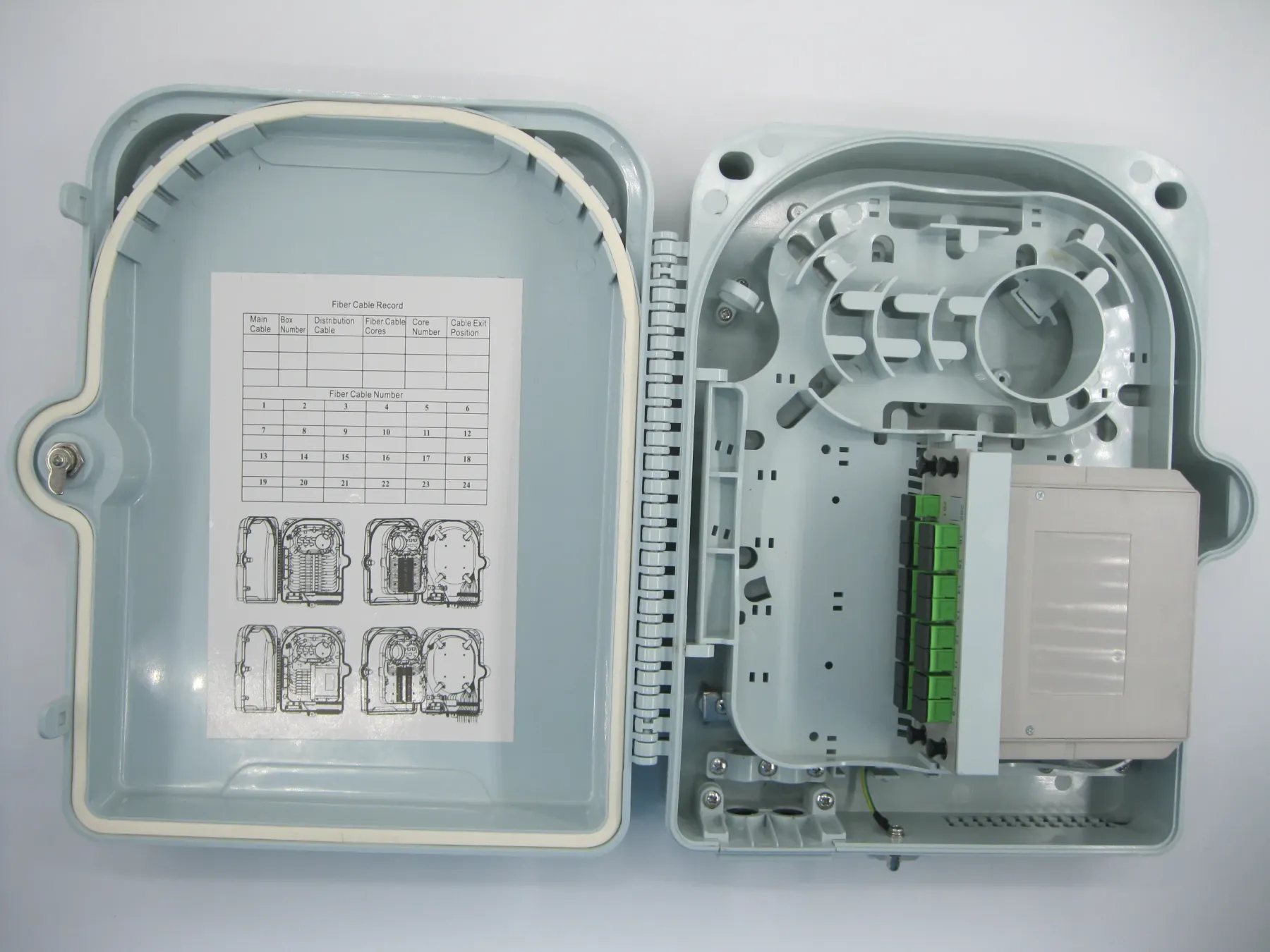 Factory FTTH 24 cores outdoor Fiber optic Termination Box 1x16 PLC splitter distribution b