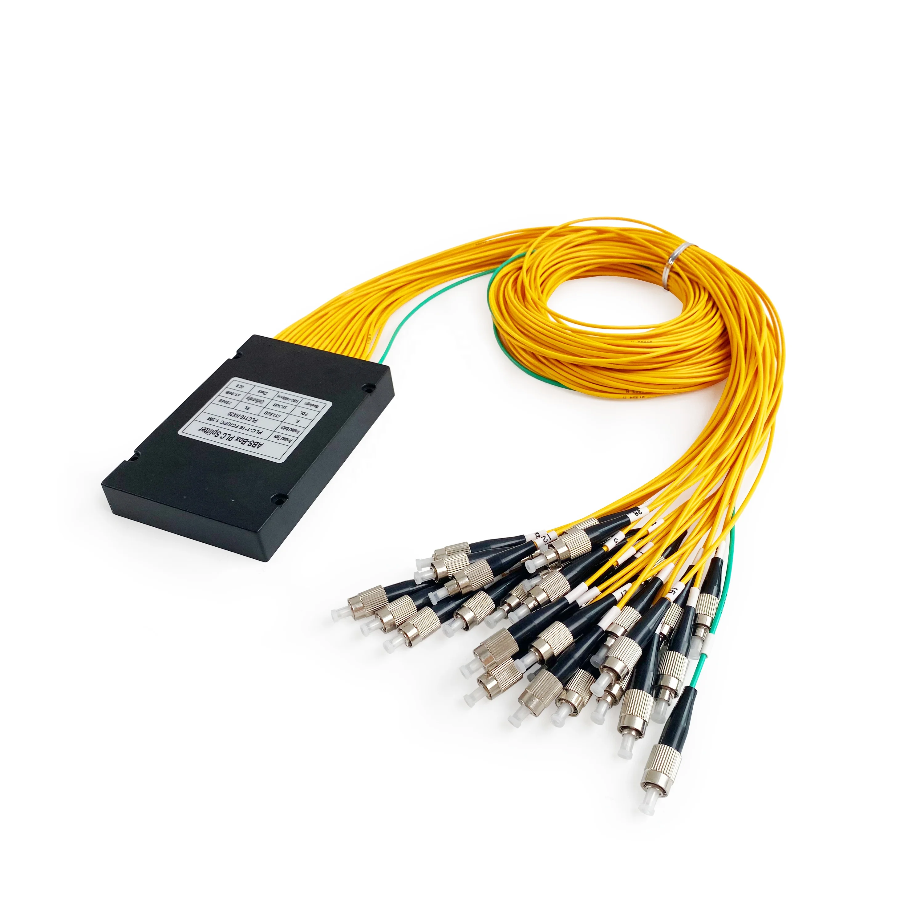 FTTH  1*16 1*32  ABS Box Type PLC Splitter with FC/UPC Connector 2.0mm/3.0mm G657A1-boxintelecom