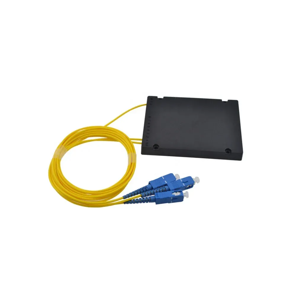 Fiber Optical PLC Splitters 1*2 Way ABS Box SC/UPC Fiber Optic Splitter FTTH GPON EPON