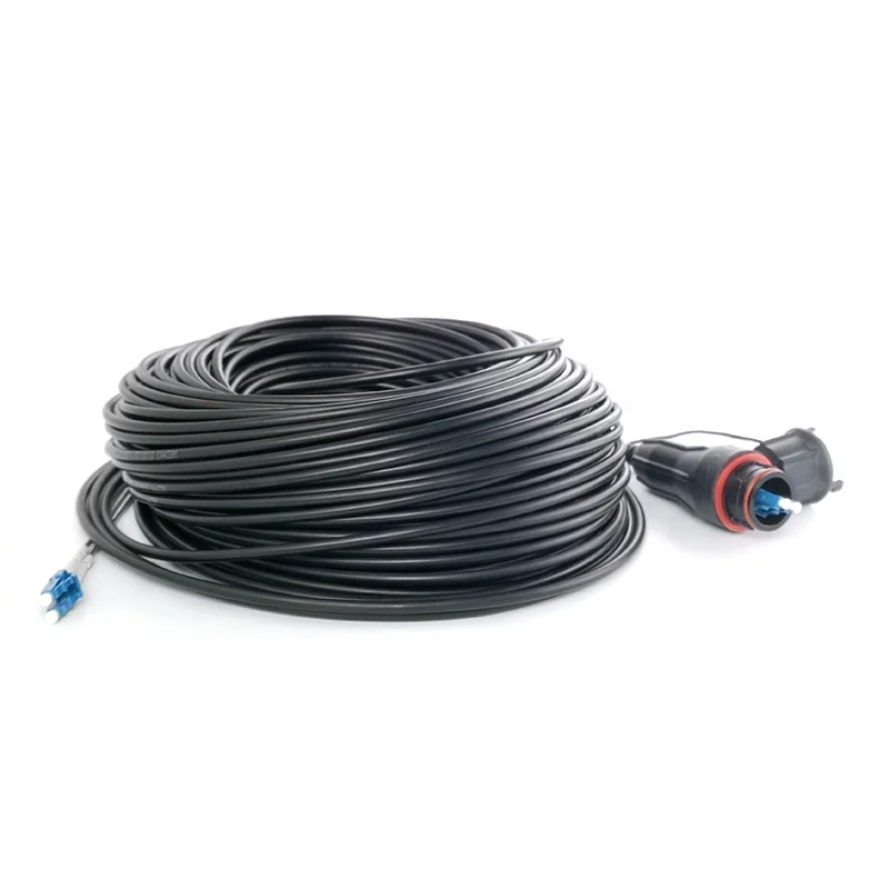 LSZH LSFH 4.8mm 9/125um Black Jacket Armed Outdoor Duplex SM Optical Fiber Cable with IP Fullax LC UPC Connector-boxintelecom