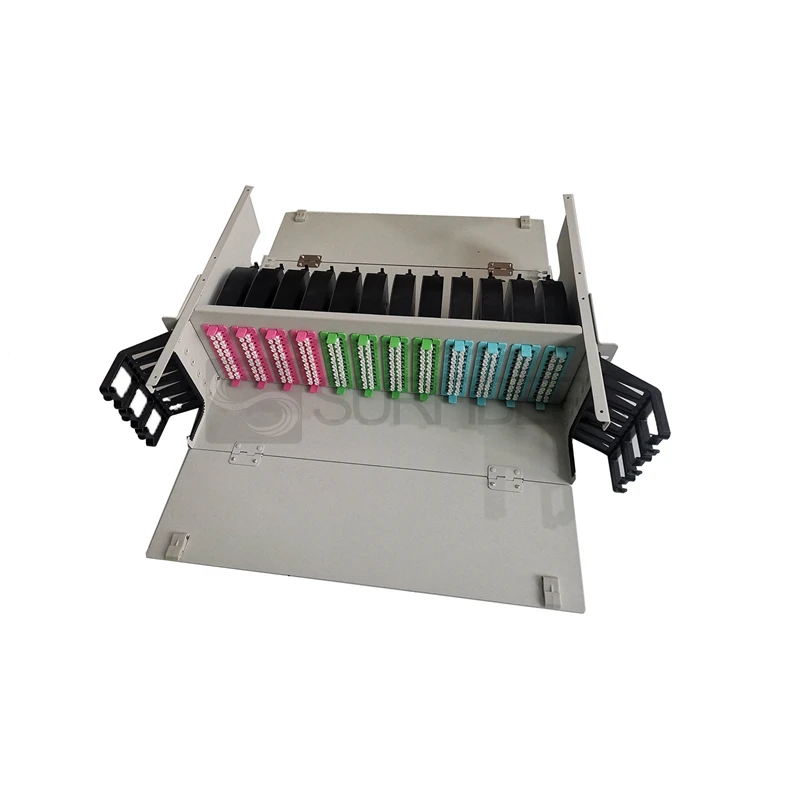 MPO Optical Fiber Patch Panel 4G/WiFi/GSM/GPRS Rack Mount Metal Cold Roll Steel Sliding 28