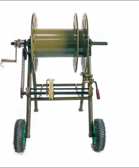 Portable Tactical Fiber Optic Cable Reel with Fixed Wheel Stand  Metal Foldable for FTTA D