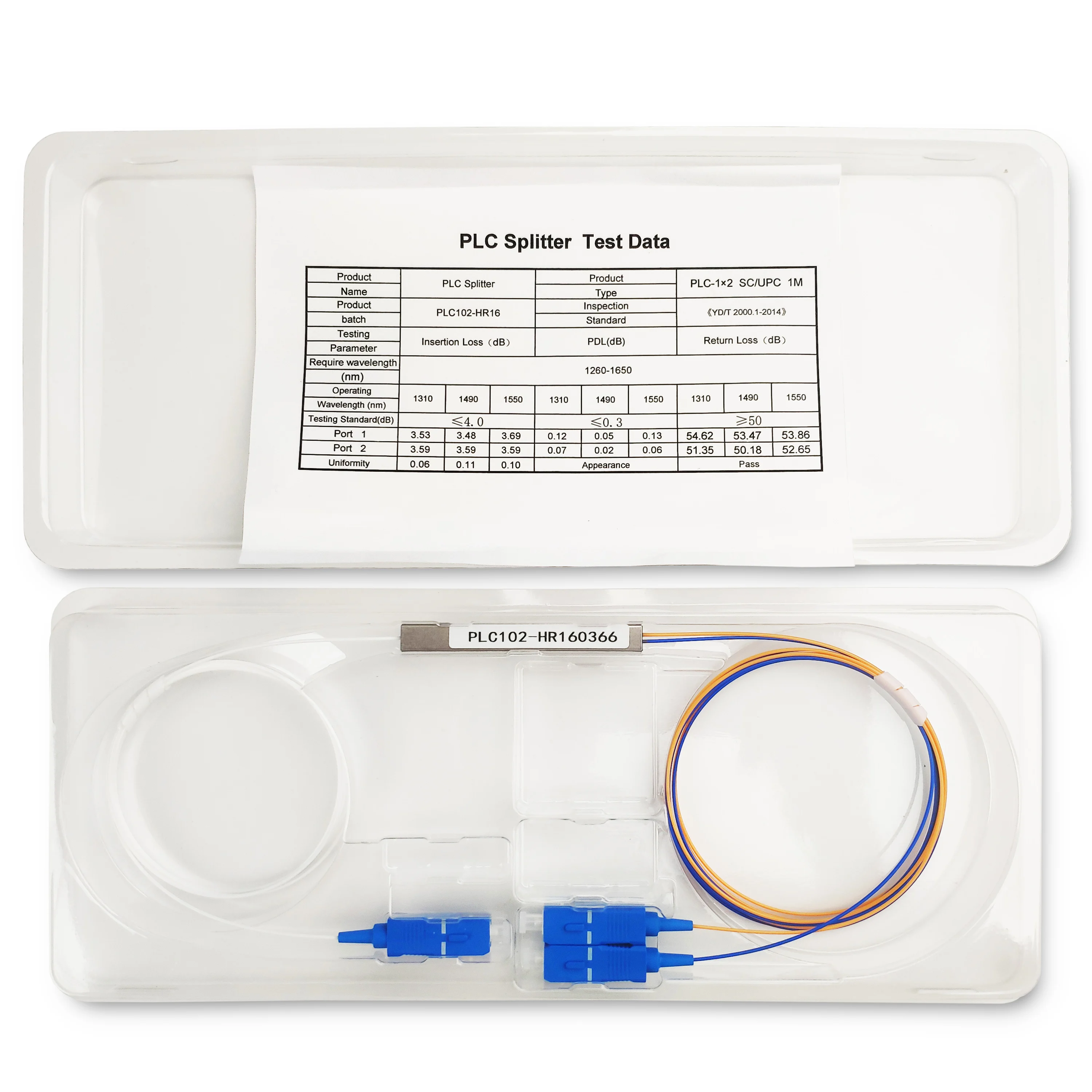 FTTH PLC Splitter 1x2 SCUPC Single Mode PLC Splitter with POE/GSM Support Mini Type Fiber 