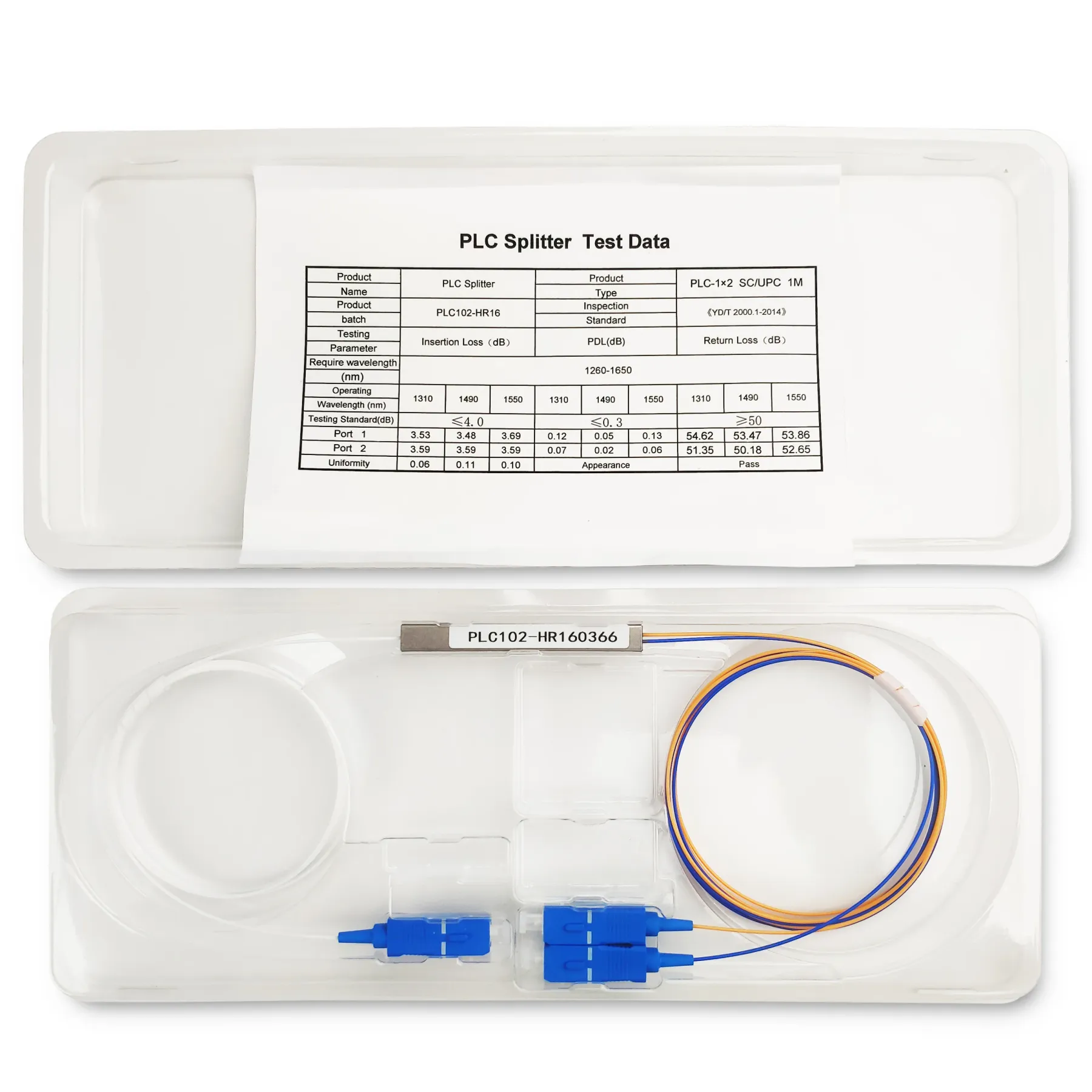 FTTH PLC Splitter 1x2 SCUPC Single Mode PLC Splitter with POE/GSM Support Mini Type Fiber 