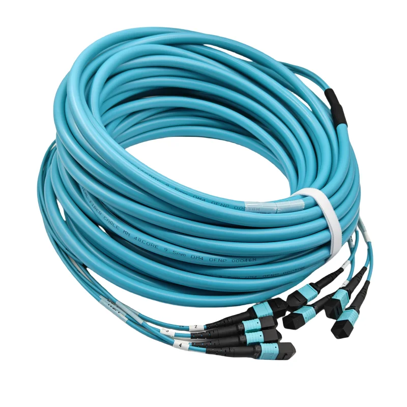 Hot sale 1m 5m 20m MPO Trunk Cable to MPO-12 UPC Male 48 Fibers Multimode OM4 Plenum OFNP Type B Double Jacket-boxintelecom