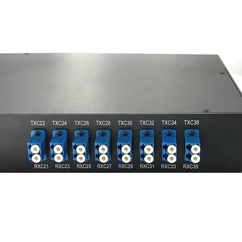 5G Fiber Optic Passive Equipment Rack Mount 100ghz MUX DEMUX 1270nm 1610nm 16 Channel DWDM with  Fiber Adapter Connectors-boxintelecom