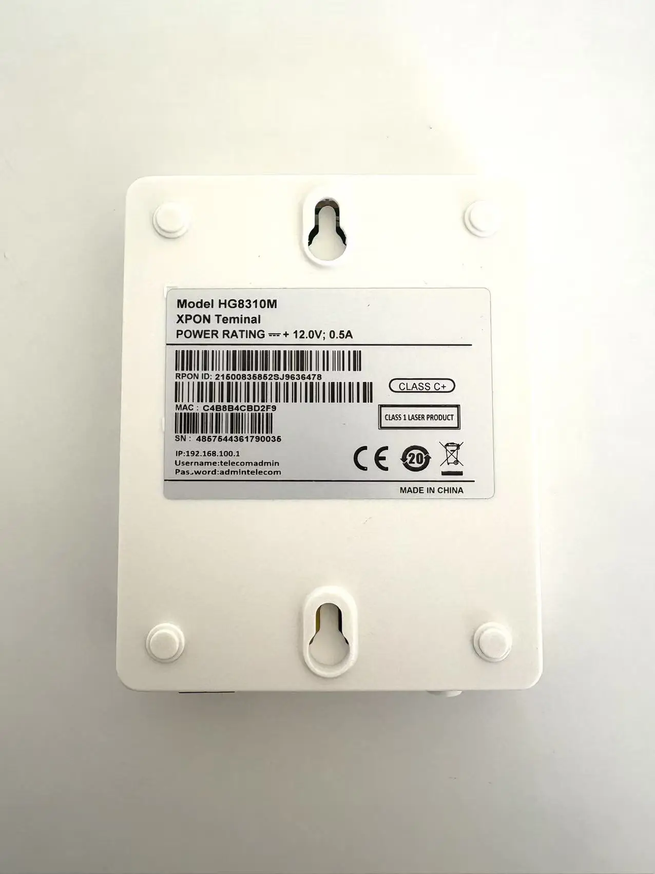 HG8310M Hot Sale GPON ONT FTTH Fiber Optic Equipment Telecom RJ45 POE 1GE+1GPON/EPON Port 0