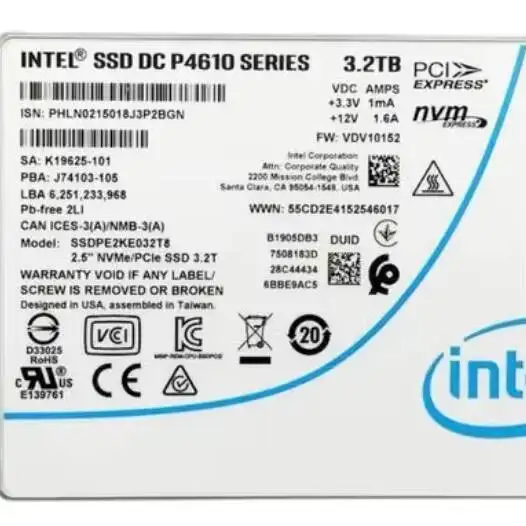 Brand New Used Boxed Hard for Intel P4610 1.6TB 3.2TB U.2 Enterprise 2.5-inch High-enduran