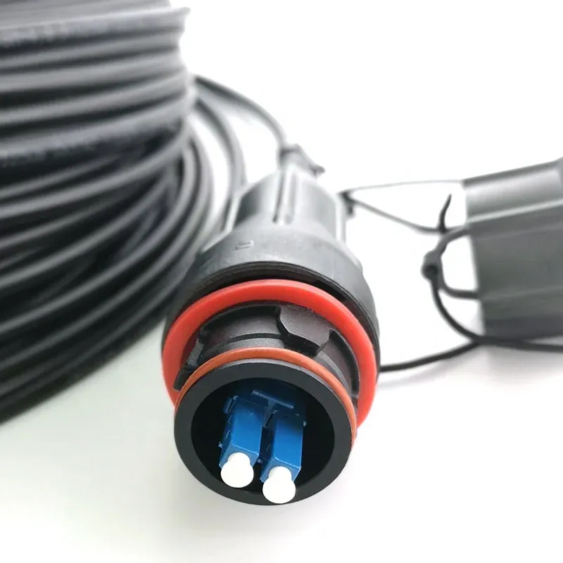 LSZH LSFH 4.8mm 9/125um Black Jacket Armed Outdoor Duplex SM Optical Fiber Cable with IP Fullax LC UPC Connector-boxintelecom