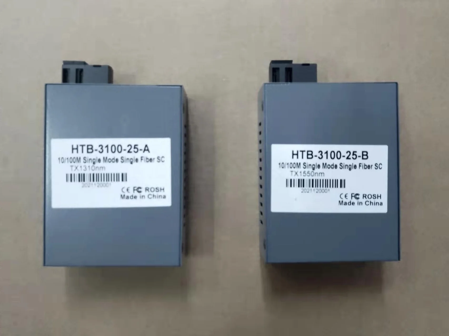 HTB-3100AB 25KM AB 10/100Mbps Fiber Optical Media Converter Single Mode Single Fiber SC Po
