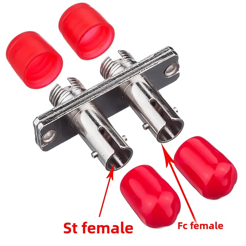 FC-ST Metal Dual Core Fiber Optic Adapter Flange Coupler for FTTH and IP Network Applications-boxintelecom