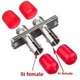 FC-ST Metal Dual Core Fiber Optic Adapter Flange Coupler for FTTH and IP Network Applicati