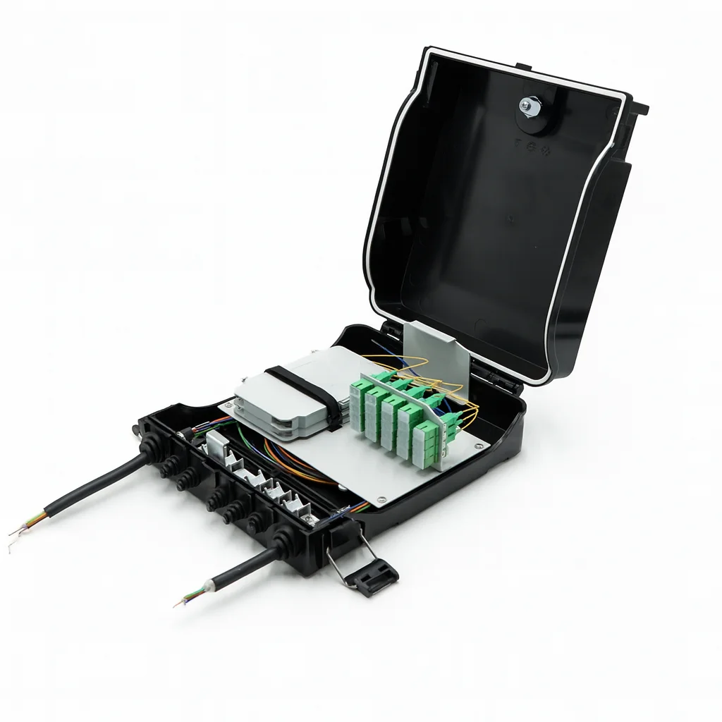 Fiber Optic Distribution Box 24 Cores SC Adapter 1:8 Splitter Outdoor Wall Pole Mountable-boxintelecom