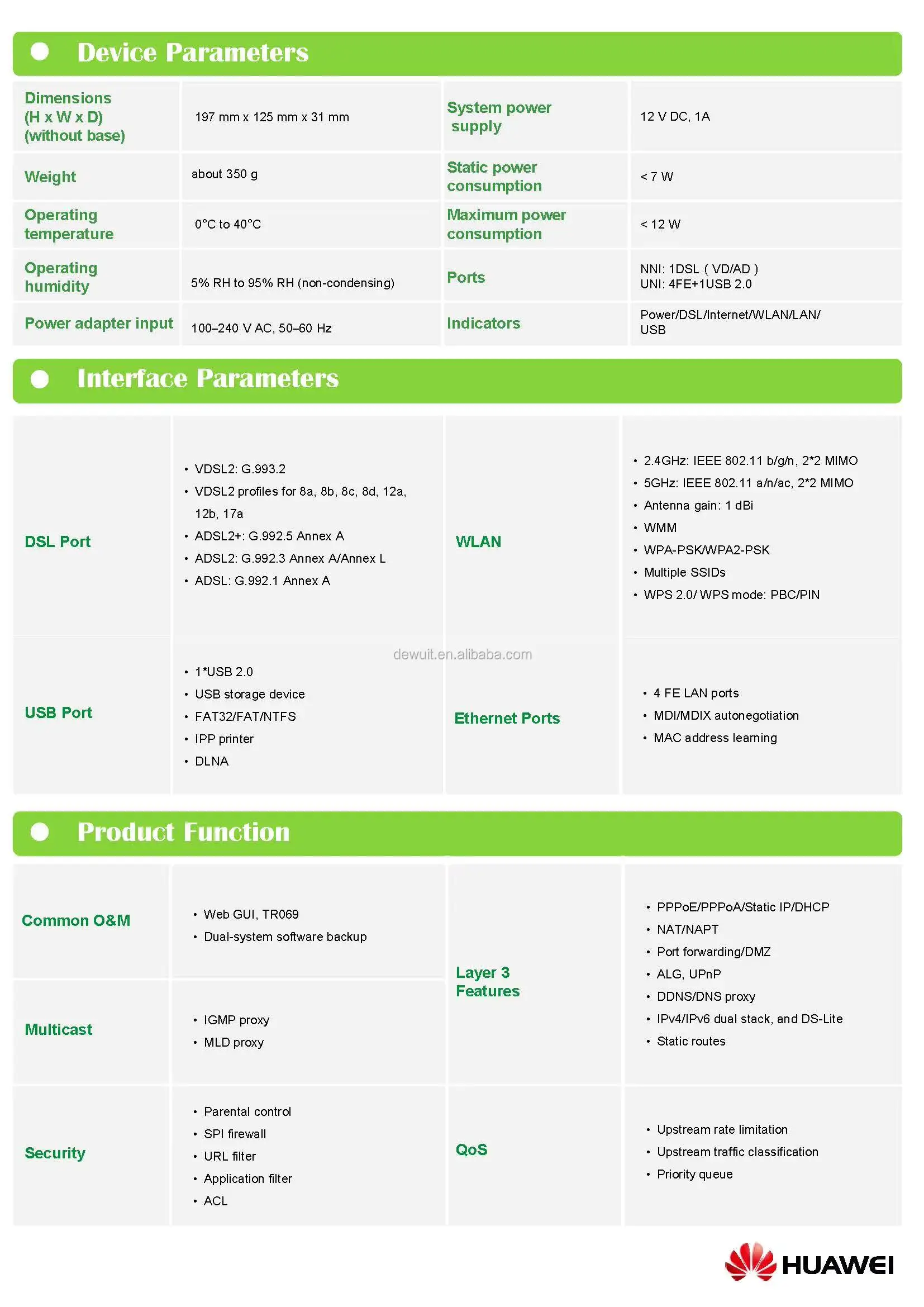 HG633 4LAN+Wifi VDSL Home Gateway English version 1