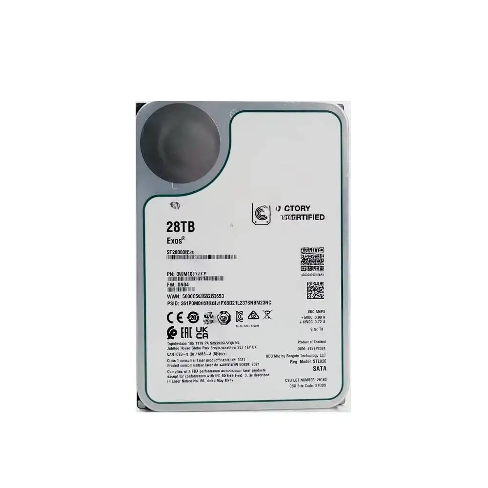 New Internal ST28000NM000C 28TB 7200RPM SATA 6Gb/s 512MB 3.5" Enterprise HDD NAS Recertified for Server-boxintelecom
