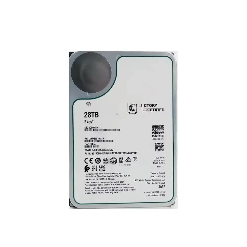 New Internal ST28000NM000C 28TB 7200RPM SATA 6Gb/s 512MB 3.5" Enterprise HDD NAS Recertified for Server-boxintelecom