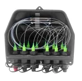 Black Waterproof 12-Port SC Fiber Optic Distribution Box, IP68 Outdoor Pre-Connected FTTH/