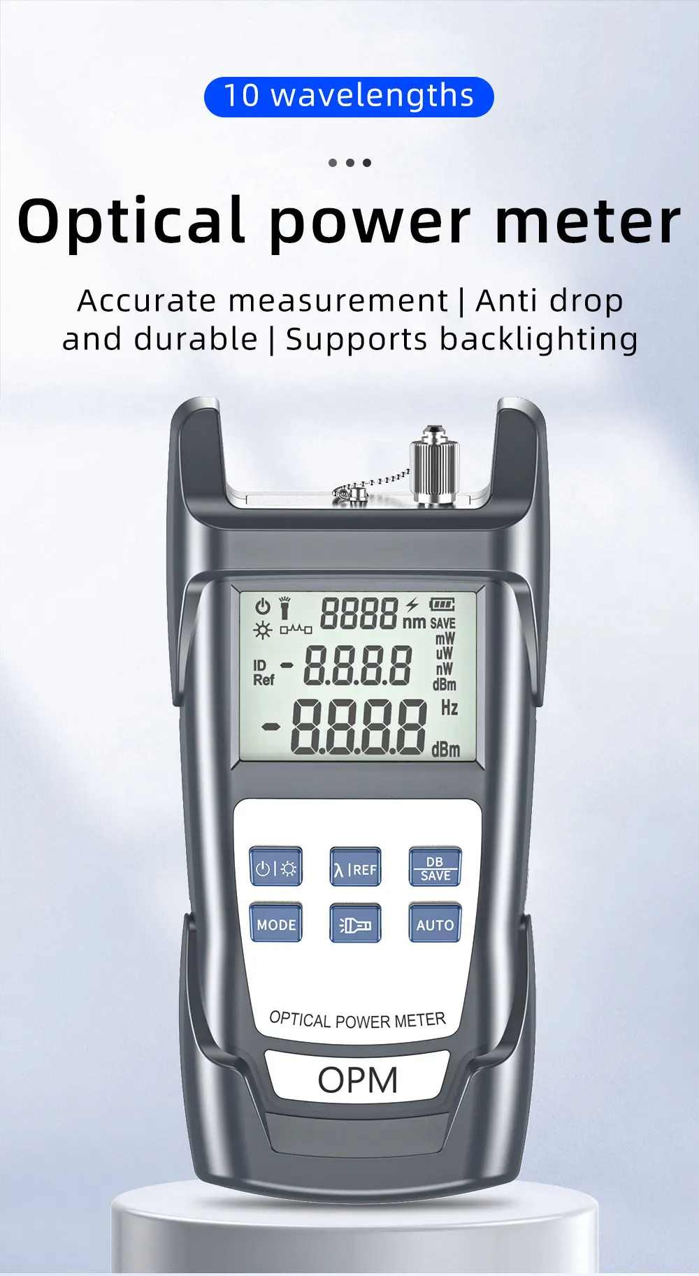 New Model Mini Opm  10 850-1650  Wavelngth Handheld Fiber Optic Power Meter -70+10dBm Optical