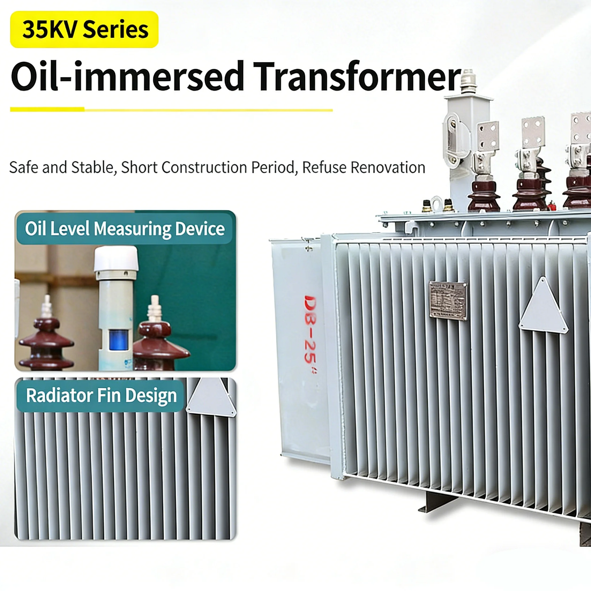 35kV Oil Immersed Power Transformer 2500kVA Outdoor Three Phase Transformer with ISO/CE