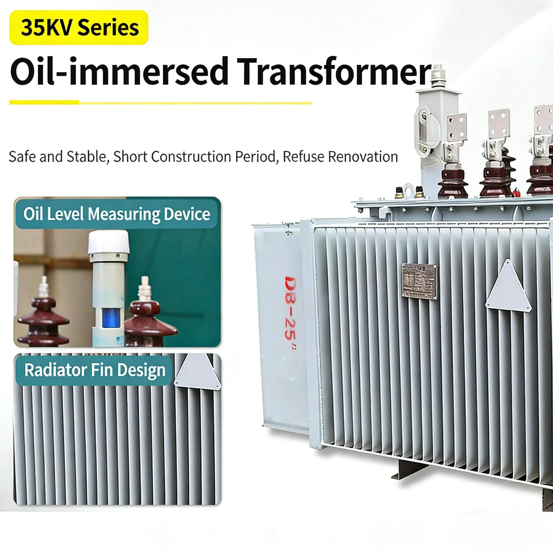 35kV Oil Immersed Power Transformer 2500kVA Outdoor Three Phase Transformer with ISO/CE