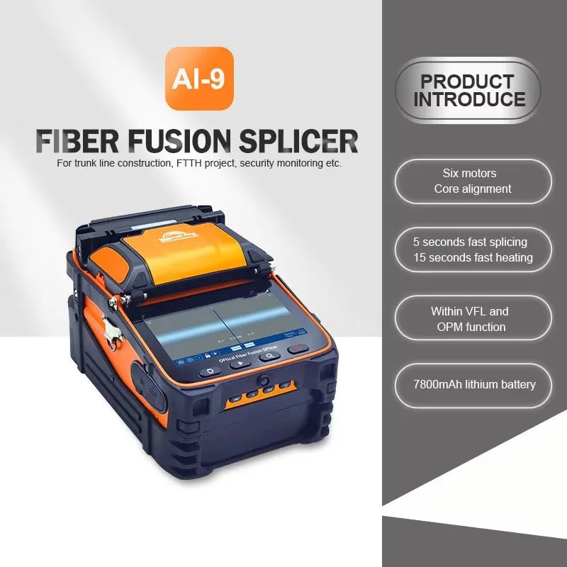 AI-9 Fiber Welding Machine Six Motor Automatic Main Line Fiber Optic Cable Fusing Equipment Fusion Splicer