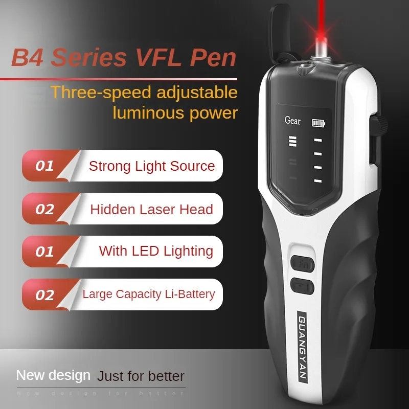 B4 VFL Optical Fiber Cable Tester Pen High Performance Rechargeable VFL Fiber Optic Laser Red Pen Visual Fault Locator GUANYAN-boxintelecom