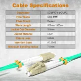 Om3 Lc to Lc Fiber Patch Cable 1m 5 Pack, Multimode Duplex 50/125μm, 10Gb Multi Mode Lc-Lc