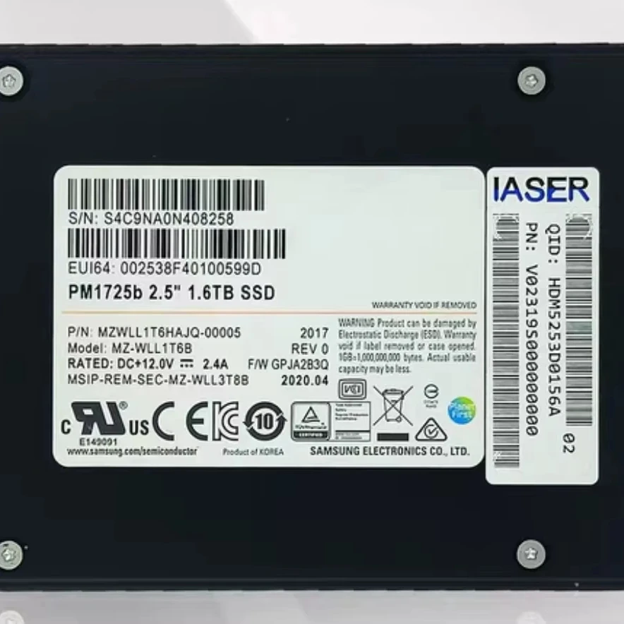 Used Enterprise SSD for Server Sumsung PM1725B U.2 3.2T HHIL Plug-In IBM HHML Plug-in Leno