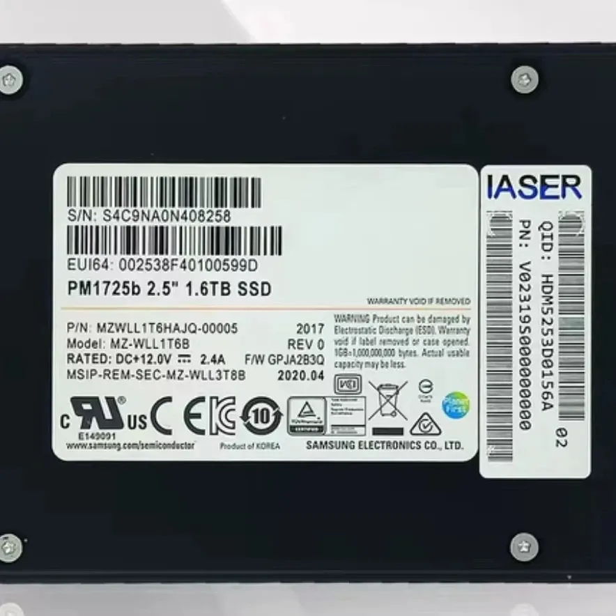 Used Enterprise SSD for Server Sumsung PM1725B U.2 3.2T HHIL Plug-In IBM HHML Plug-in Leno
