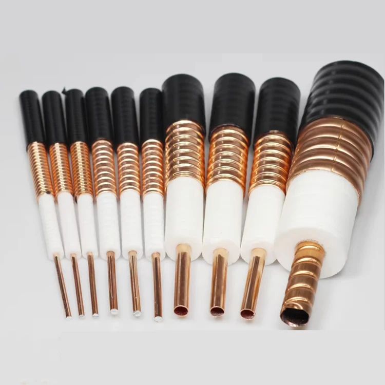 High Quality RF 50 Ohm Heliax 1/2 Feeder Corrugated PE Foam Coaxial Cable PVC Jacket Black