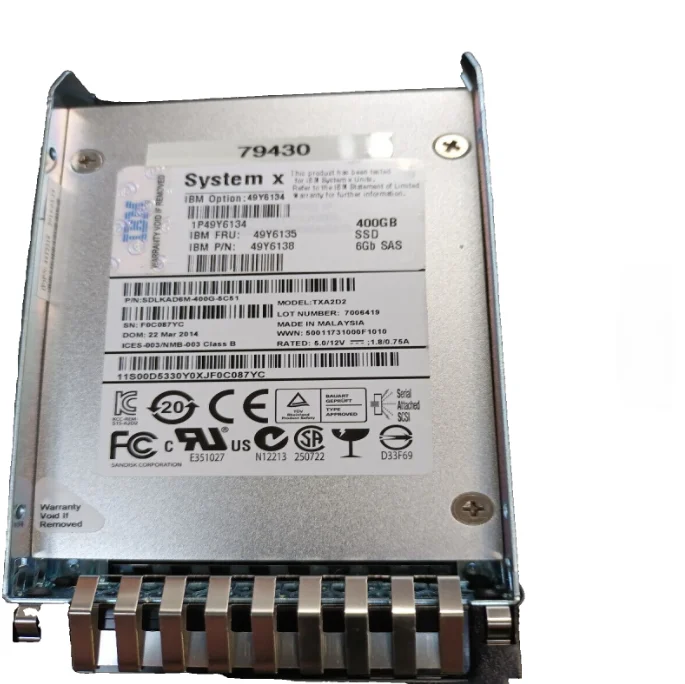 System Specific 400GB SAS Hard Drive Dual Models Available: 49Y6134/49Y6135 SanDisk Body