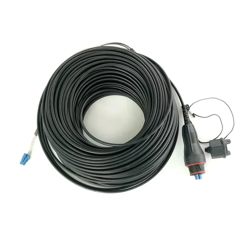 LSZH LSFH 4.8mm 9/125um Black Jacket Armed Outdoor Duplex SM Optical Fiber Cable with IP Fullax LC UPC Connector-boxintelecom