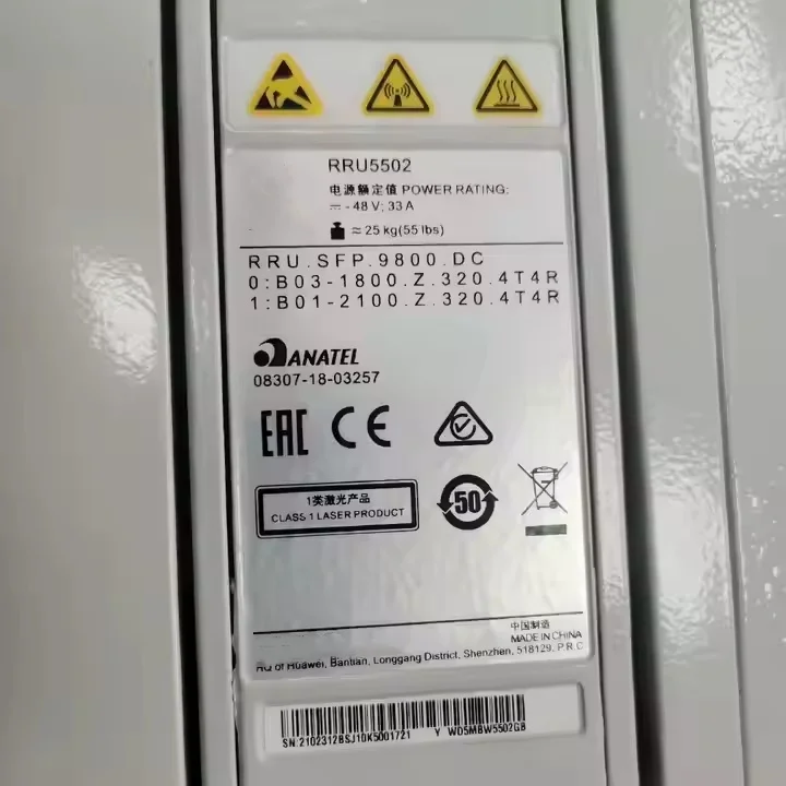 Shunou RRU5502 Remote Radio Unit 02312BSJ WD5MBW5502GB 5G/LTE/NR Multi-Mode 1800MHz~2100MHz 4T4R*2 4*60W Fiber Optic Equipment-boxintelecom