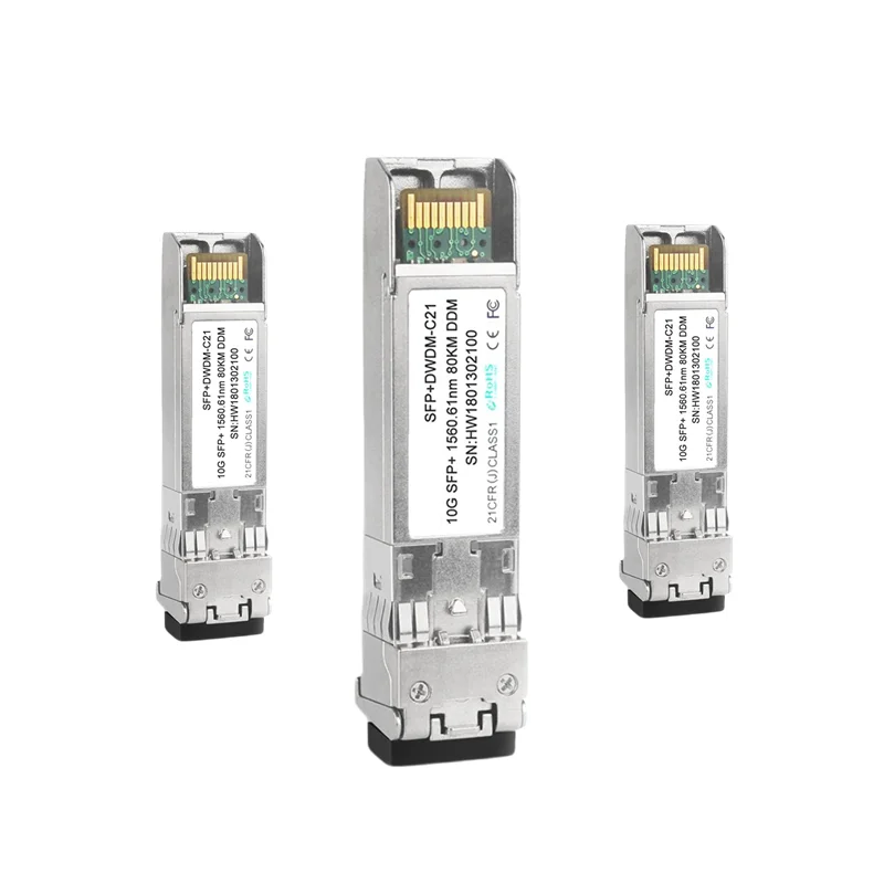 10G SFP+ DWDM Transceiver Module 100GHz 40 Channels LC Duplex SMF 80km for Long-Haul Netwo