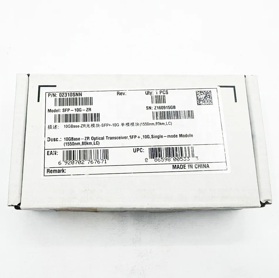 02310SNN SFP-10G-ZR 10GBase-ZR Optical Transceiver SFP+ 10G Single Mode Module 1550nm 80km LC-boxintelecom