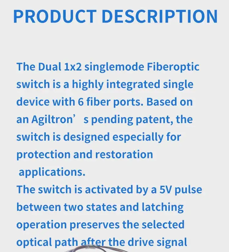 ZG TECH Dual 1x2 Singlemode Fiber Optic Switch 2x4 8 Ports 1310/1550nm Mechanical LC/SC/FC/ST Connectors FTTx Use 2 Years