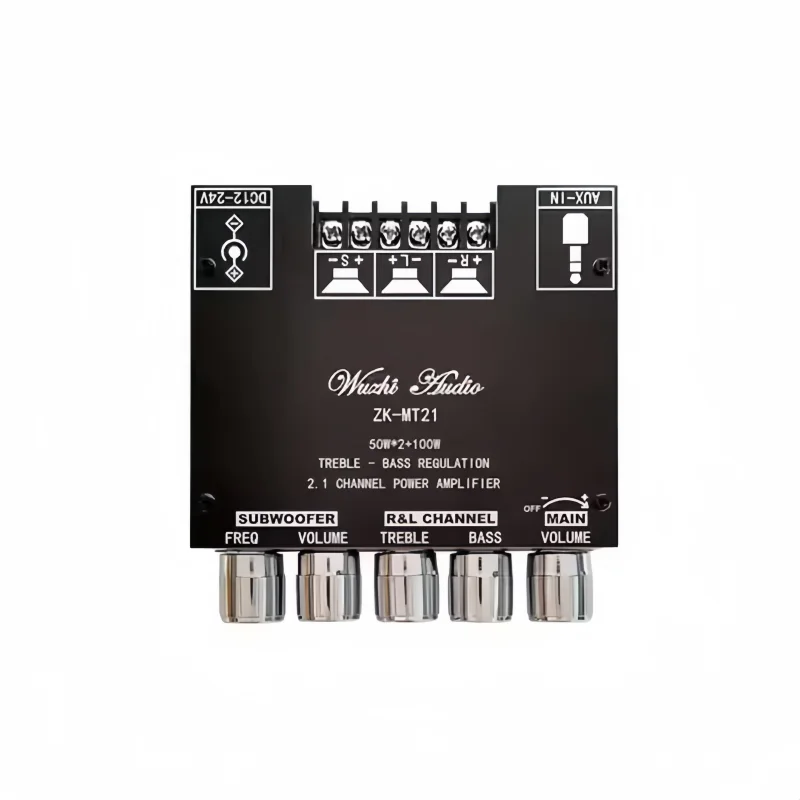 ZK-MT21 50W*2+100W BT Digital Power Amplifier Board Subwoofer 2.1 Channel 12V-24V Audio Power Amplifier-boxintelecom