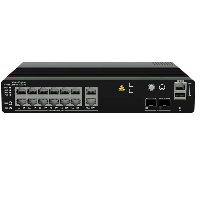 S5735-L14P2S-TQA-V2 98012275 16*10/100/1000base-T Ports, 2*10ge SFP+ Ports Network Poe Switch 16 Port 0