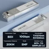 10G SFP+ BiDi Transceiver Module 1270nm/1330nm Single Fiber LC DDM 10km FTTH Compatible fo