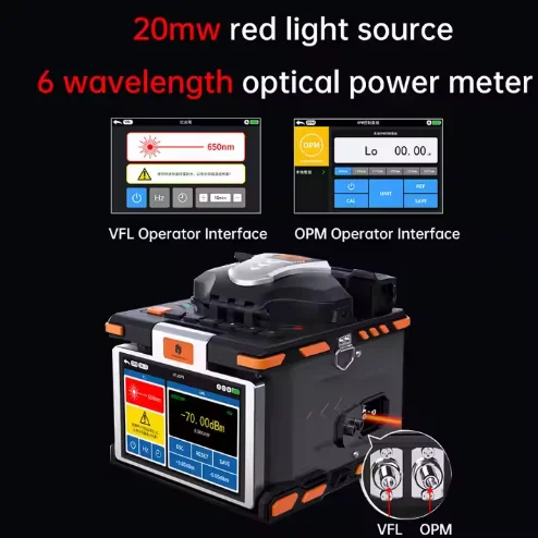 New Model Six Motors Splicing Machine Fiber Optic M5 Fusion Splicer with VFL OPM Functions