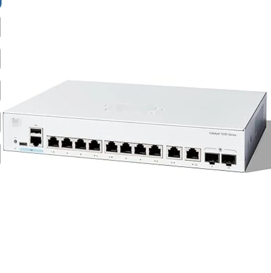 Ca-tal-ys-t 1200 serial switch  8x 10/100/1000 PoE+ ports  67W power budget 2x Gigabit copper/SFP   Rack-mountable C1200-8P-E-2G-boxintelecom