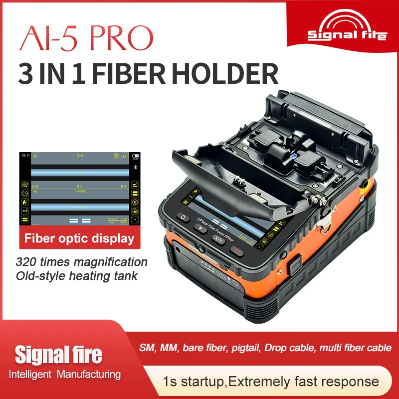 Signal Fire Six Motor  FTTH Ai5 Electromechanical Core to Core Alignment Fiberai-5pro  Fusion Splicer Welding Machine signal-boxintelecom