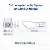 SC Fiber Optic Adapter with Flip-up Lid, No Flange, Single Mode SC Connector, Fiber Optic 