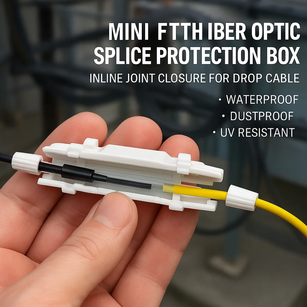 FTTH Inline Fiber Splice Protection Box ABS Snap-on 1-Core Joint Protector for Drop Cable/