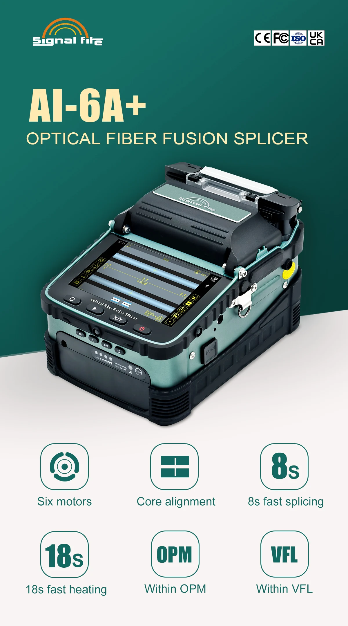 AI-6A+ Signal Fire 6 Motos Fusion Machine Optical Fiber Fusion Splicer A-5 pro AI-6C AI-6C+ AI-7C AI-8C AI-9 AI-20 AI-30 A-5 pro
