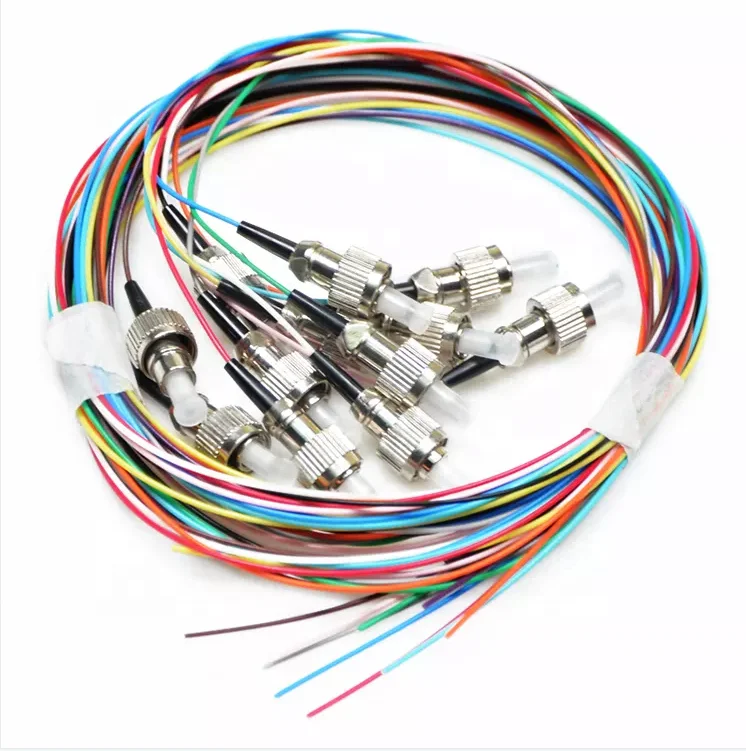 Fiber Optic Bundle Pigtails FCUPC Connector 12 Color 0.9mm SM FTTH Pigtail